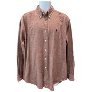 Ralph Lauren Blaire Cotton‎ Button Down Shirt Men's L – Red Micro Check Classic